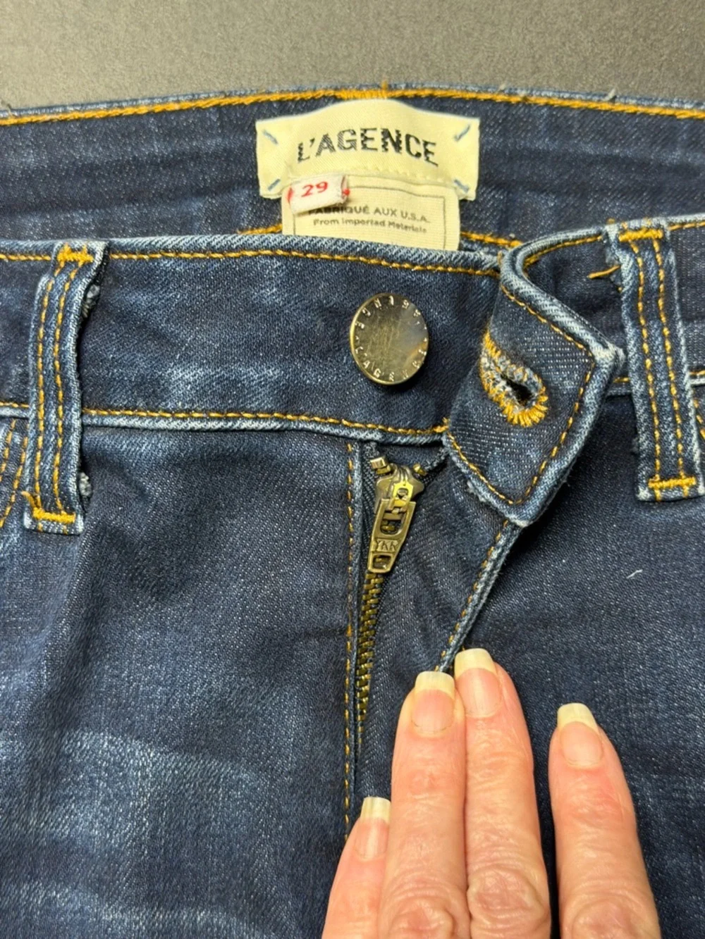 L'AGENCE dark distressed High-Rise Skinny Margot Jeans